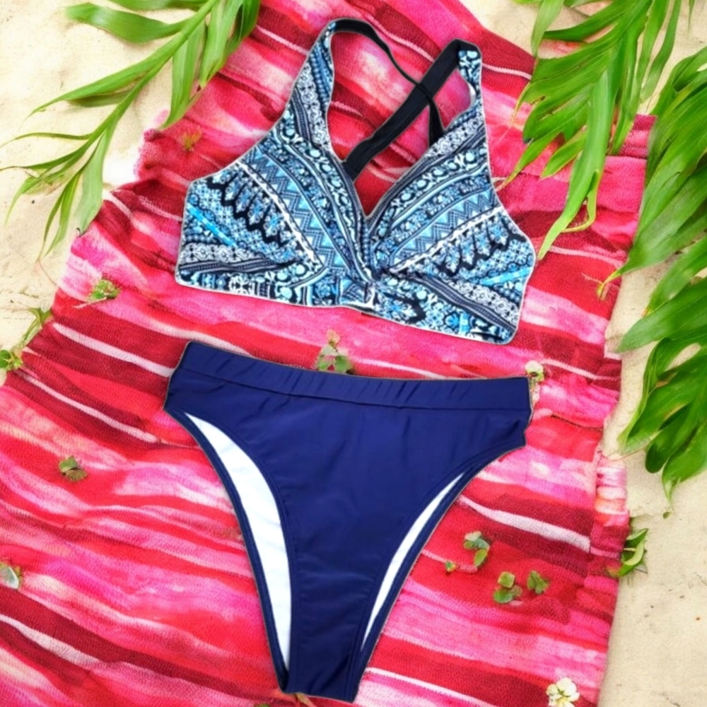 Nwt, Marinavida 2 Piece Blue,Swimsuit Set